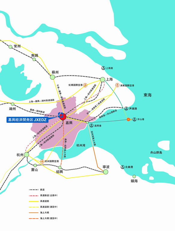 （嘉興経済開発区へのアクセス図）